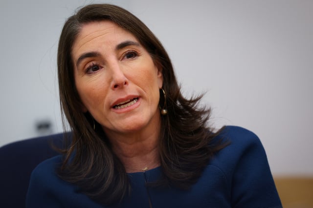 Federal Reserve Bank of Cleveland President Beth Hammack speaks during an interview with Reuters in New York City, U.S., April 24, 2025. REUTERS/Mike Segar