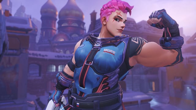 Overwatch's Zarya flexing