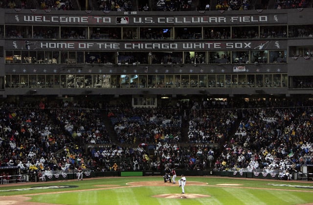 Mark Buehrle of the Chicago White Sox pitches during Game Two of the Major League Baseball World Series against the Houston Astros at U.S. Cellular Field on October 23, 2005 in Chicago.