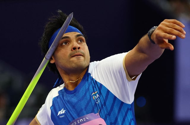 Neeraj Chopra of India in action at the Paris 2024 Olympics. REUTERS/Kai Pfaffenbach/File Photo