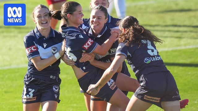Melbourne Victory players celebrate a goal in A-League Women.