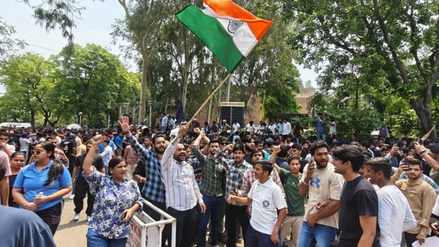 Youths gathered outside Chandigarh's Tagore Theatre on Saturday to register for civil defence volunteer programme