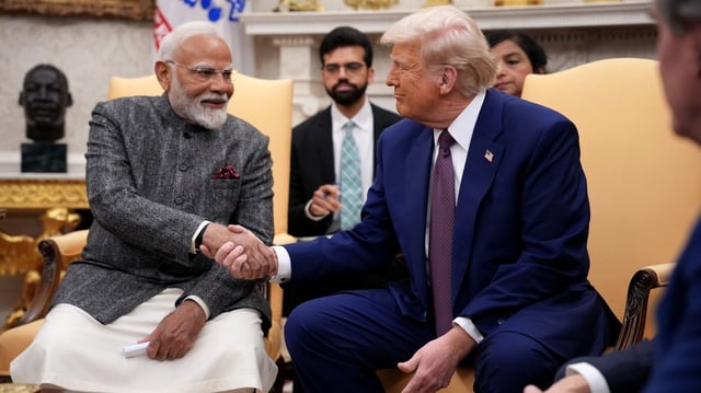 President Trump and Indian Prime Minister Narendra Modi meet in the Oval Office at the White House on Feb. 13. Photo: Andrew Harnik/Getty Images