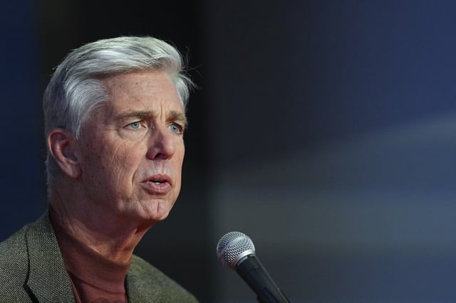 PHILADELPHIA, PA - DECEMBER 08: President of baseball operations Dave Dombrowski of the Philadelphia Phillies talks to the media during the introductory press conference for Trea Turner at Citizens Bank Park on December 8, 2022 in Philadelphia, Pennsylvania. (Photo by Mitchell Leff/Getty Images)