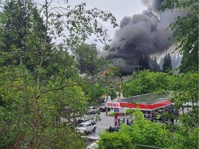 Firefighters are on scene at a 2nd alarm structure fire in Lynn Valley. Photo: District of North Vancouver fire department