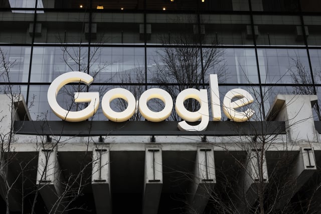 The exterior of the new headquarters of Google is seen at 550 Washington Street in Hudson Square on January 09, 2024 in New York City.