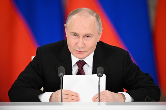 Russian President Vladimir Putin gives a statement to the media at the Kremlin in Moscow, Russia May 11, 2025. Sergey Bobylev/Host agency RIA Novosti/Handout via REUTERS