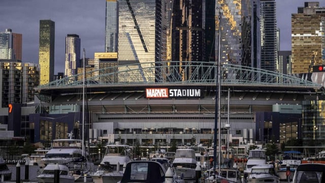 Generic pictures around Docklands and Marvel Stadium at sunset tonight. Picture by Wayne Taylor 18th May 2023