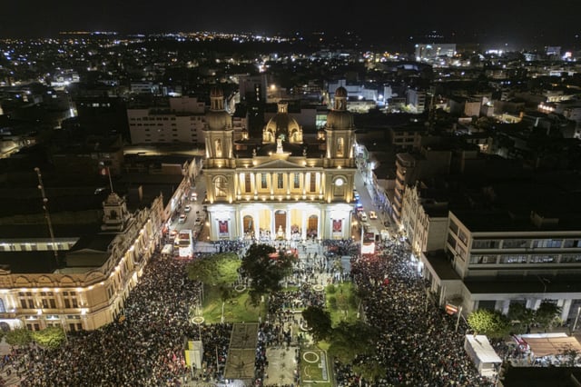 Thousands gathered at St Mary's Cathedral in Chiclayo to pay homage to Leo, who spent eight years as the city's bishop