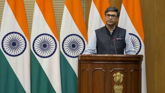 Foreign Secretary Vikram Misri speaks during a special briefing.