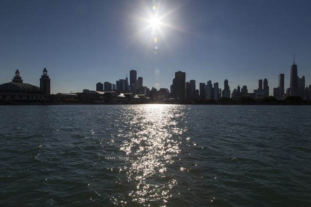 Chicago skyline panorama with skyscrapers and city skyline
