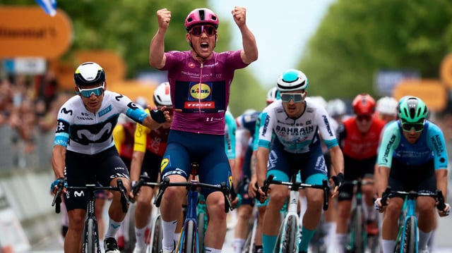 Mads pedersen jubelt über seinen nächsten Sieg beim Giro