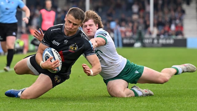 Skinner scored twice as Exeter guaranteed that they will not finish bottom of the table with only their fourth win of the campaign — all of which have been at home