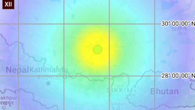 According to NCS, the earthquake hit at a depth of 10 kilometres with a latitude of 29.02 N and a longitude of 87.48 E.