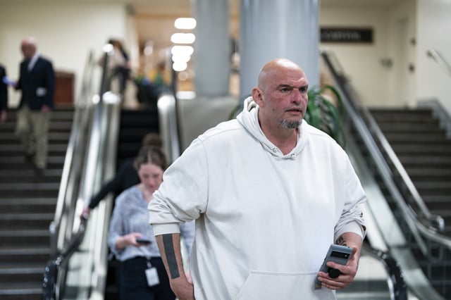 Sen. John Fetterman (D-PA) departs the US Capitol on March 25, 2025 in Washington, DC.