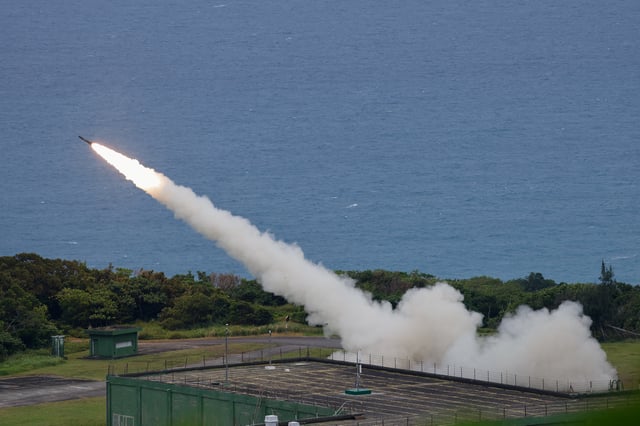 The Taiwanese military conducts its first High Mobility Artillery Rocket System (HIMARS) live-fire test launch at the Jiupeng base in Pingtung, Taiwan May 12, 2025. REUTERS/Ann Wang