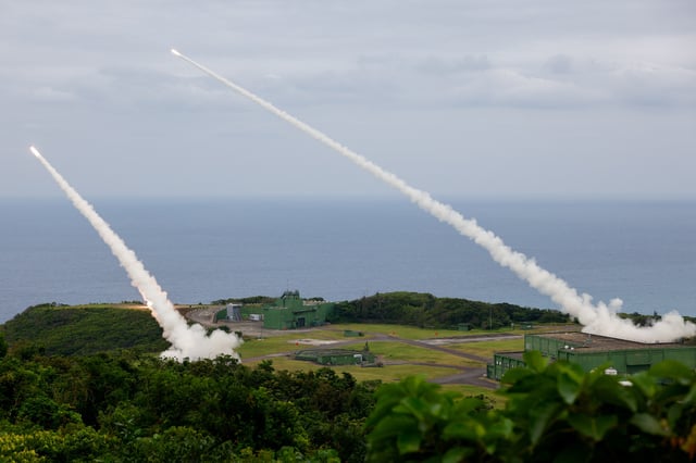 The Taiwanese military conducts its first High Mobility Artillery Rocket System (HIMARS) live-fire test launch at the Jiupeng base in Pingtung, Taiwan May 12, 2025. REUTERS/Ann Wang