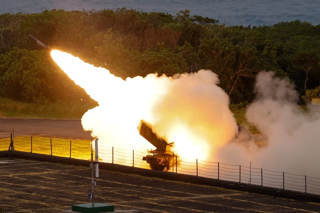 The Taiwanese military conducts its first High Mobility Artillery Rocket System (HIMARS) live-fire test launch at the Jiupeng base in Pingtung, Taiwan May 12, 2025. REUTERS/Ann Wang