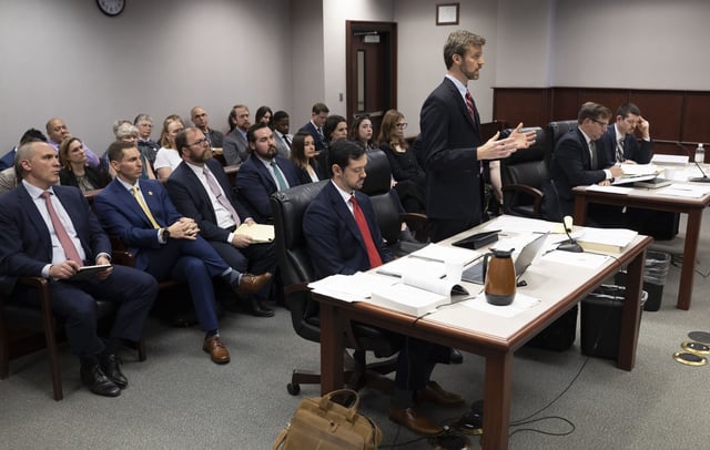 Jefferson Griffin's attorney argues in Wake County Superior Court on February 7, 2025. (Robert Willett/The News & Observer via AP)