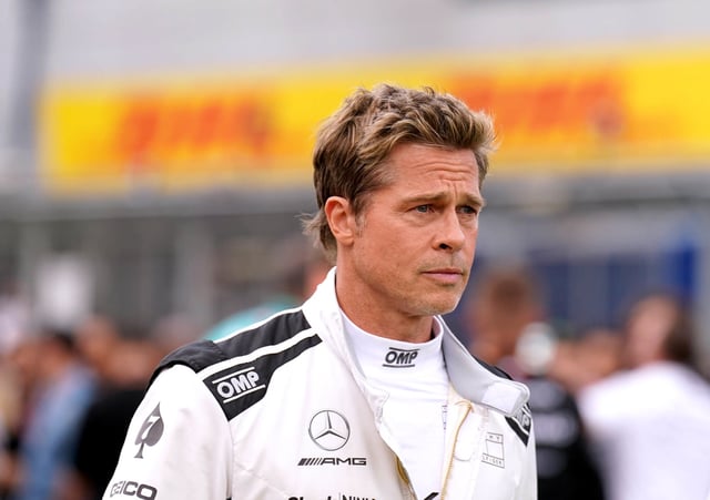 Brad Pitt filming for a formula one movie during the British Grand Prix 2023 at Silverstone, Towcester on July 9, 2023. 