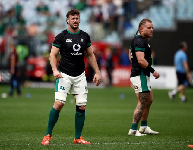 Rugby Union - Six Nations Championship - Italy v Ireland - Stadio Olimpico, Rome, Italy - March 15, 2025 Ireland's Caelan Doris during the warm up before the match REUTERS/Guglielmo Mangiapane