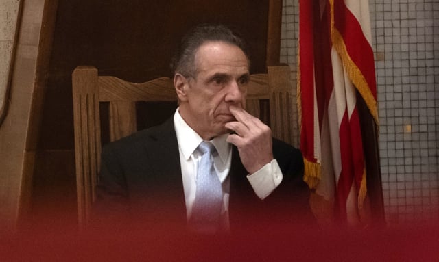 NEW YORK, NEW YORK - APRIL 01: Former New York Gov. Andrew Cuomo waits to speak at the West Side Institutional Synagogue on April 1, 2025, in New York City. Cuomo, who is currently leading in the polls in the New York City mayoral race, delivered a talk on anti-Semitism in New York City. (Photo by Spencer Platt/Getty Images)