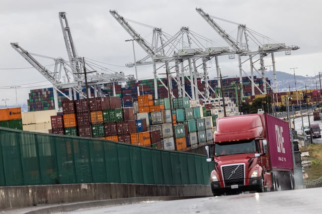 Shipping containers are seen at the port of Oakland, as trade tensions continued over U.S. tariffs with China, in Oakland, California, U.S., May 12, 2025. REUTERS/Carlos Barria