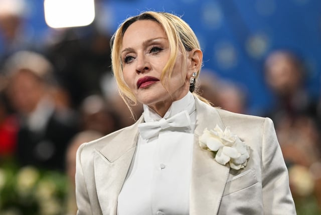 US singer songwriter Madonna arrives for the 2025 Met Gala at the Metropolitan Museum of Art on May 5, 2025, in New York.