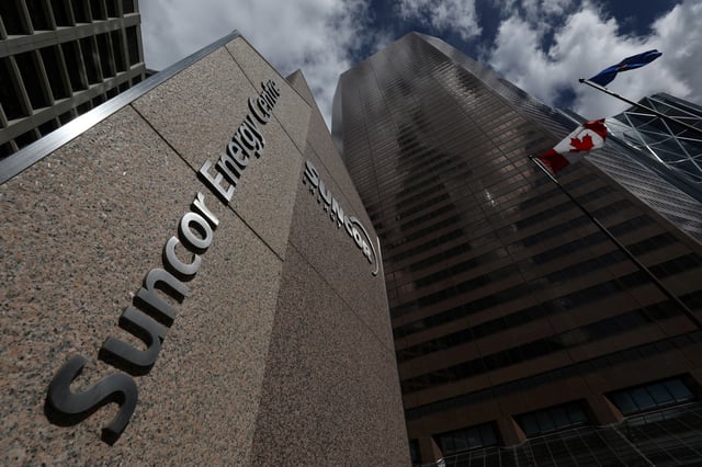 The Suncor Energy logo is seen at their head office in Calgary, Alberta, Canada, April 17, 2019. REUTERS/Chris Wattie/File Photo