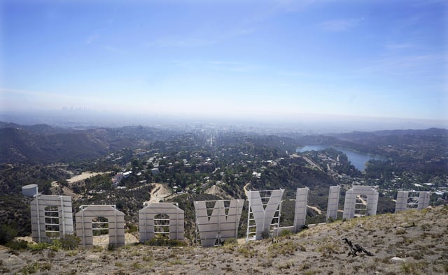 A view from behind the Hollywood sign on September 29, 2022, in Los Angeles.