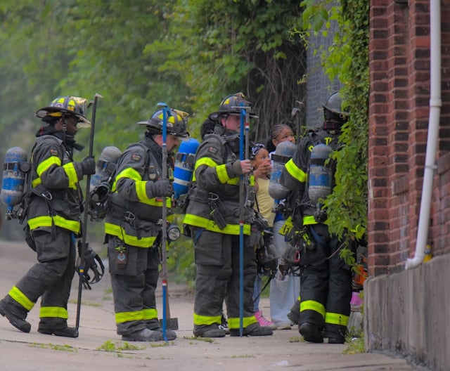 City firefighters are battling a warehouse fire Monday evening in West Baltimore. (Karl M. Ferron, Baltimore Sun)