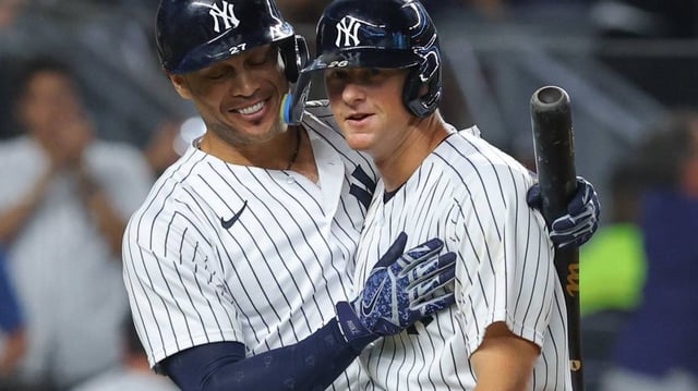 New York Yankees designated hitter DJ LeMahieu and right fielder Giancarlo Stanton