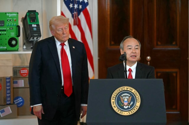 SoftBank Group has been actively investing in AI under its flamboyant founder and CEO Masayoshi Son (R)