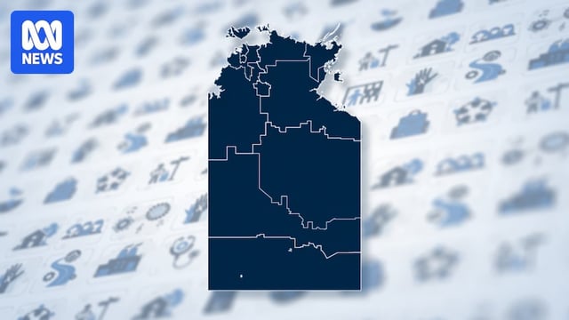 A graphic depicting a map of the Northern Territory over a patterned background
