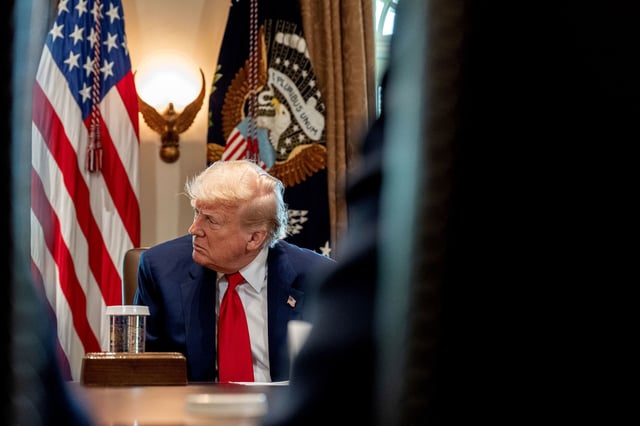 US President Donald Trump during a cabinet meeting at the White House in Washington, DC, on Wednesday, April 30, 2025.