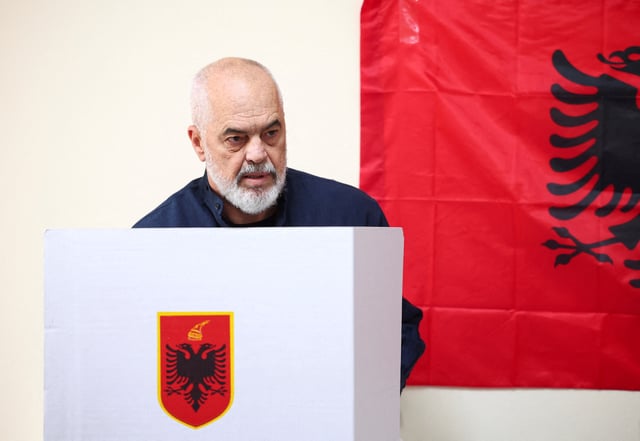 Prime Minister of Albania Edi Rama, leader of the Socialist Party, votes during parliamentary election in Tirana, Albania, May 11, 2025. REUTERS/Florion Goga