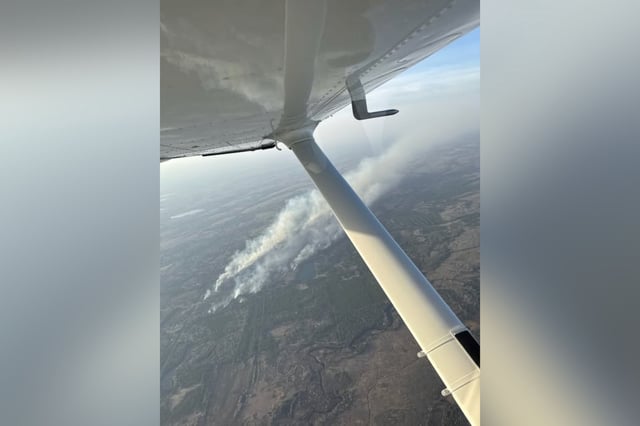 Aerial photo of the Camp House Fire taken by the Minnesota Department of Natural Resources Air Attack Plane on May 11, 2025.