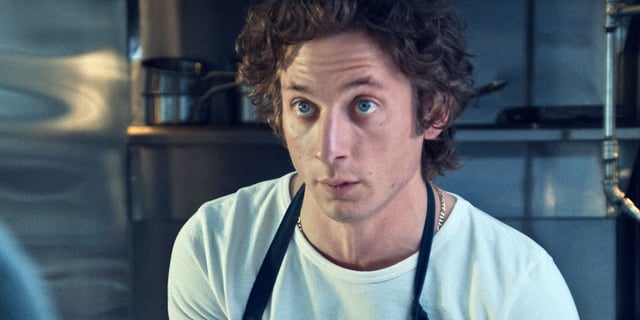 Jeremy Allen White as Carmen "Carmy" Barzatto in the kitchen of his fine dining restaurant in The Bear