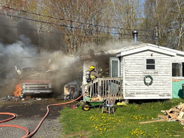 Five people are homeless after a fire destroyed a motorhome and heavily damaged a house near Kentville on Tuesday.