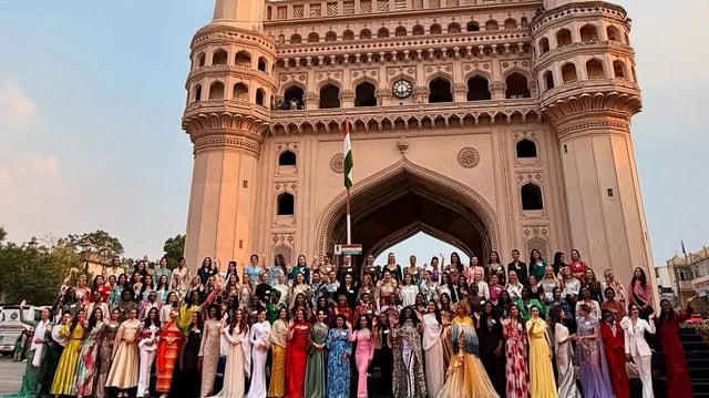 Miss World contestants explore Hyderabad's Charminar, receive gifts from traders