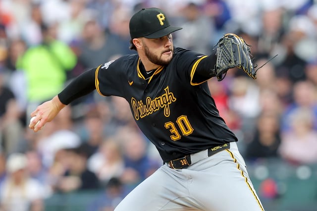 May 12, 2025; New York City, New York, USA; Pittsburgh Pirates starting pitcher Paul Skenes (30) pitches against the New York Mets during the first inning at Citi Field. Mandatory Credit: Brad Penner-Imagn Images/File Photo