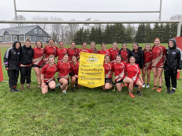 The Charlottetown Rural Raiders won the girls' championship at the 29th Three Oaks Senior High School David R. Voye Memorial rugby tournament on May 10. The Raiders completed round-robin play 4-0 (won-lost). Members of the Raiders are, front row, from left: Kaelyn Doyle, Kaylee Bulger, Nikol Rabayev, Jayden Josey, Jessa Gaudette and Ella Pineau. Back row: Alanna Mabey (assistant coach), Mollie Shaw, Delaney Gormley, Cadence Ogden, Madison Singleton, Danica Miller, Olivia Roche, Mya Roberts, Olvia Rowat, Rhyan Burke, Sophie Corrigan, Sophie Phelan, Hope Smith, Addison Schneider and Nicole Davies (head coach).