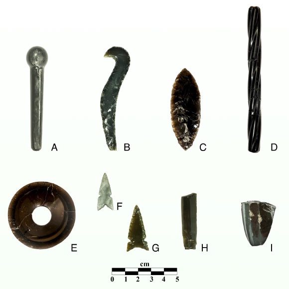 Obsidian artifacts from Tenochtitlan. Image credit: Mirsa Islas / PTM-INAH.