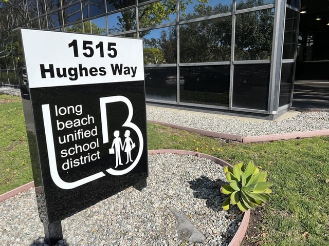 The Long Beach Unified School District building on April 5, 2023. (Nathaniel Percy, Press-Telegram/SCNG)