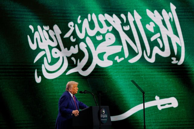 Trump speaks at the Saudi-US Investment Forum, in Riyadh on Tuesday.