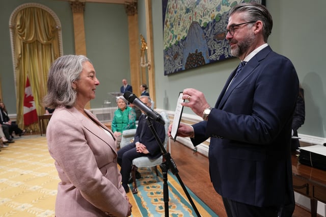 Julie Dabrusin, Minister of Environment and Climate Change, takes part in the cabinet swearing-in ceremony at Rideau Hall in Ottawa on Tuesday, May 13, 2025. 