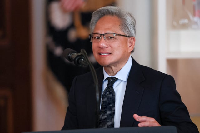NVIDIA CEO Jensen Huang attends an 'Investing in America' event held by U.S. President Donald Trump in Washington, D.C., U.S., April 30, 2025. REUTERS/Leah Millis/File Photo