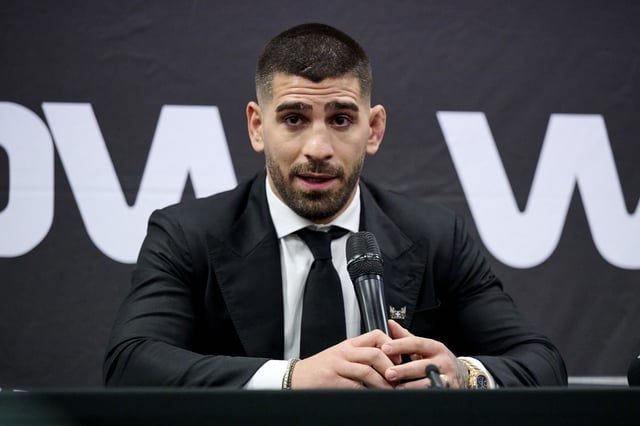 MADRID, SPAIN - MARCH 29: UFC fighter Ilia Topuria during press conference after WOW 17 at Madrid Arena on March 29, 2025 in Madrid, Spain.