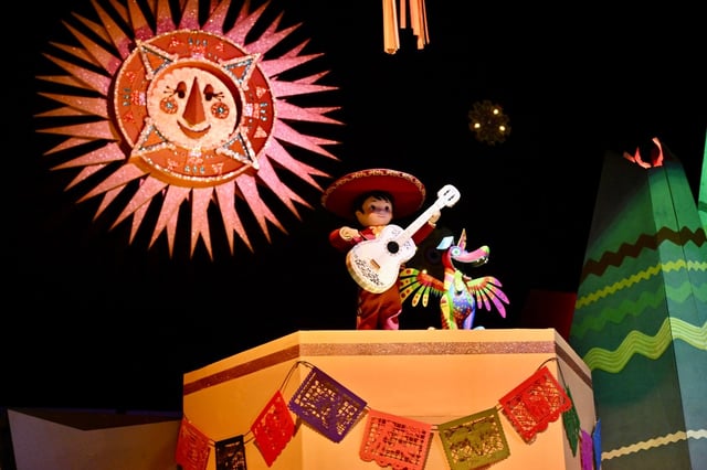 Miguel, from Pixar‘s Coco, with his spirit animal Dante, in It’s a Small World inside Disneyland￼ ￼in Anaheim, CA, on Tuesday, May 13, 2025￼. Disneyland is celebrating its 70th anniversary from May 16, 2025 through summer 2026.
 (Photo by Jeff Gritchen, Orange County Register/SCNG)