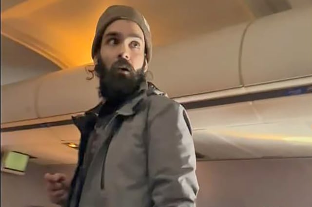 Francisco Severo Torres during a United Airlines flight from Los Angeles to Boston.